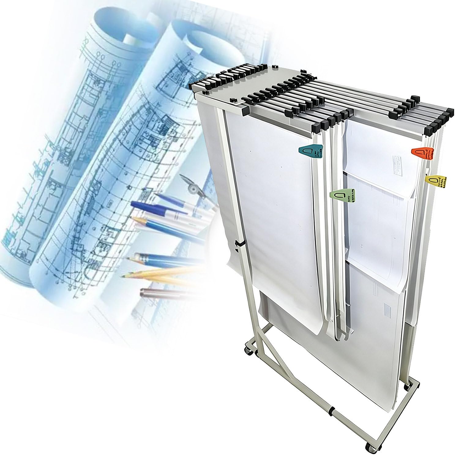 Support Autoportant Pour Plans équipé De Plusieurs Pinces 6A16A2Clamps