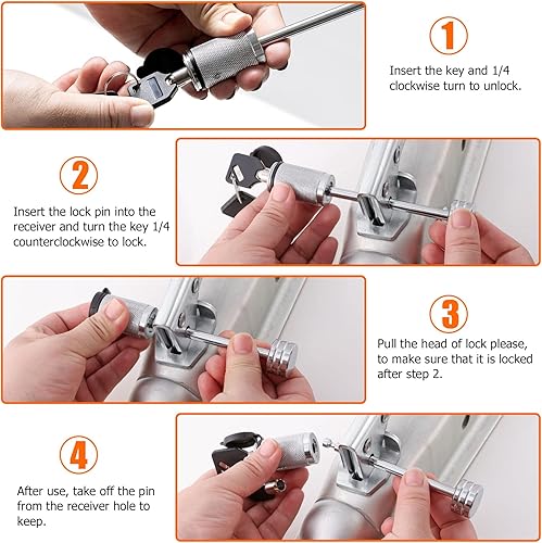 Miniatura 5 de CZC AUTO Bloqueo de acoplador de remolque de 1/4 pulgadas de diámetro, 3-3/8 pulgadas de diámetro, bloqueo de lengüeta de remolque que se adapta a