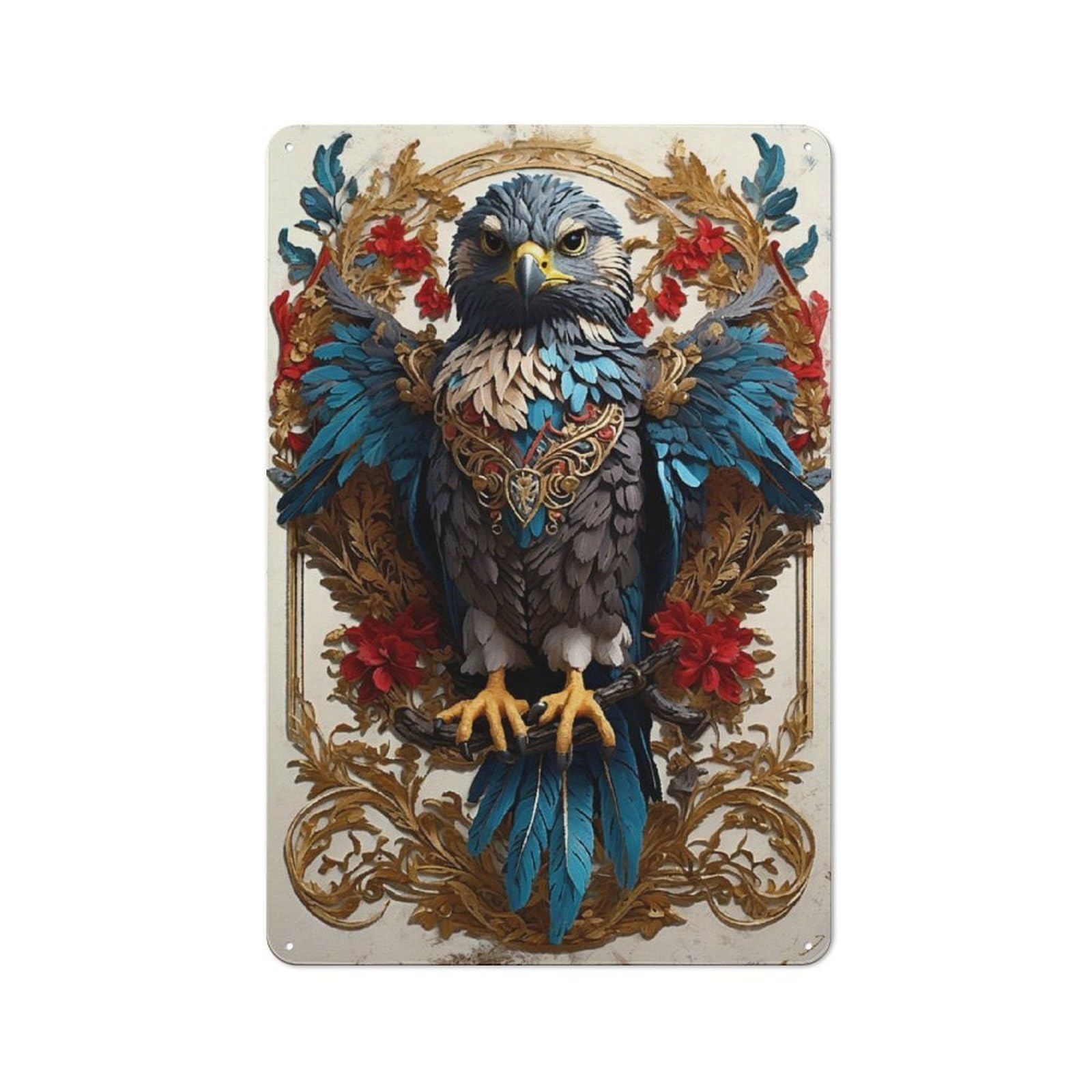 Rustic Metal Sign 30x20cm Featuring Moonlit Wings for Hallway Wall, for Collectors Decorating Hallways And Entrance Areas