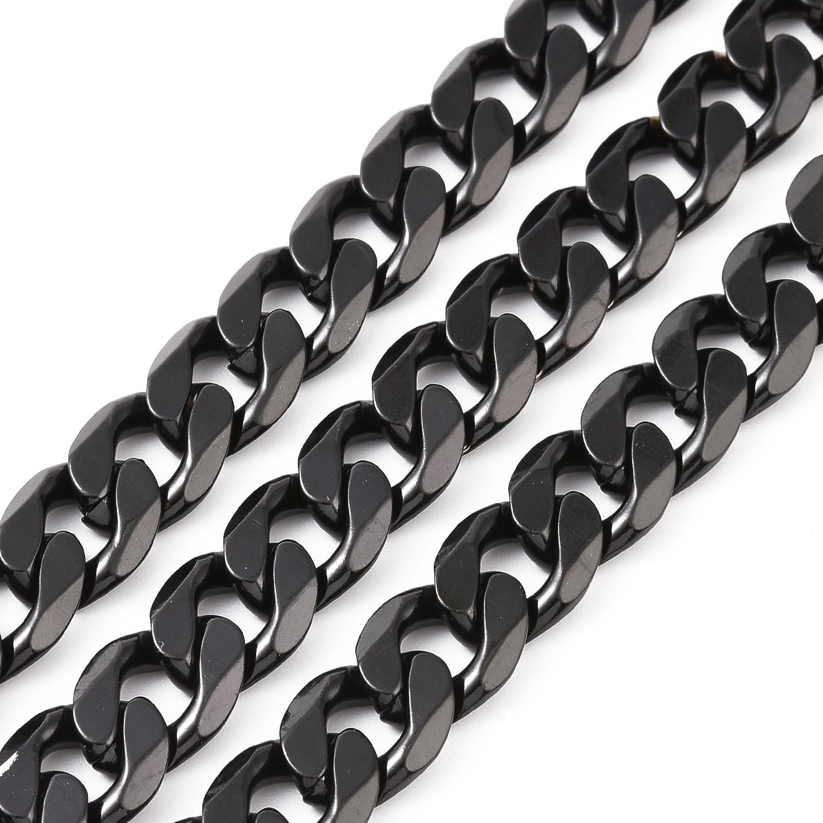 Airssory Rouleau de chaînes cubaines non soudées en acier inoxydable 304 pour la fabrication de bracelets, colliers, bijoux - 5 m - Noir