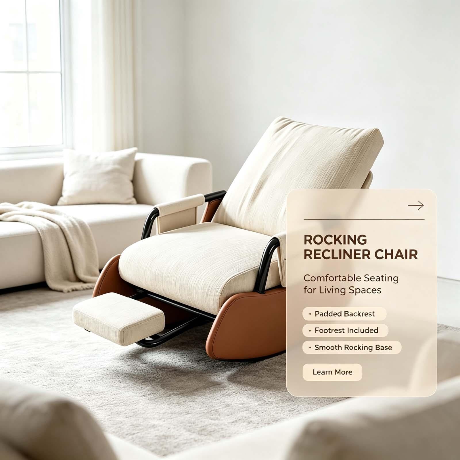 Fauteuil à bascule avec repose-pieds, fauteuil inclinable ergonomique