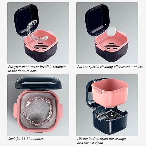 Miniatura 5 de Estuche de retención estuche protector bucal con colador estuche de dentadura para limpieza contenedor de almacenamiento de remojo caja de retención