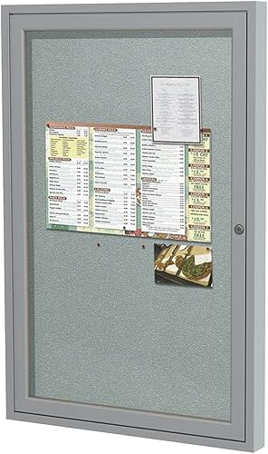 Miniatura 2 de Ghent Tablero de anuncios de vinilo cerrado de 24 x 18 pulgadas, con 1 puerta, resistente a los golpes, con cerradura, marco de aluminio satinado,