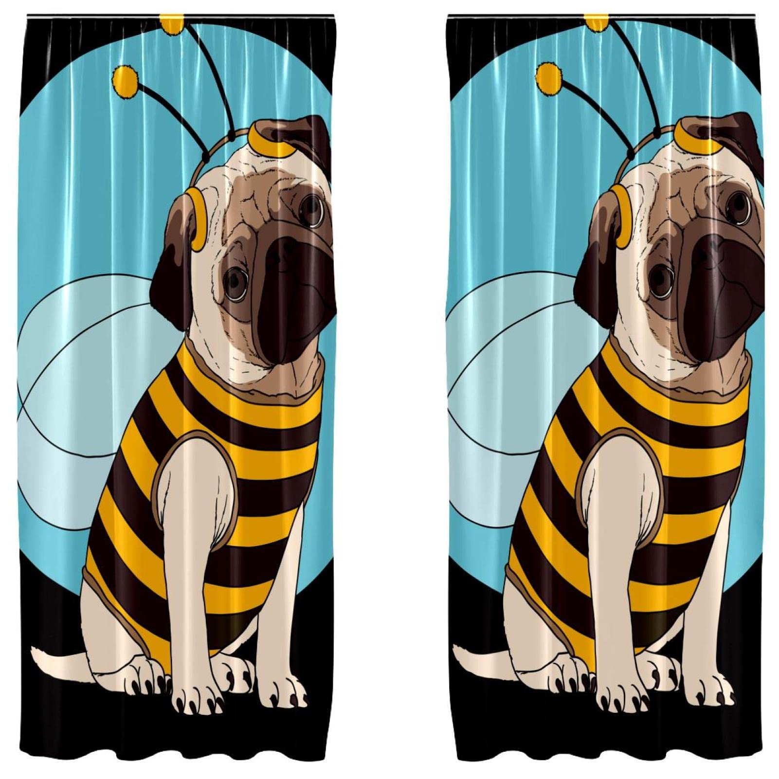Cortinas opacas de perro pug 55x84 pulgadas para habitacion infantil
