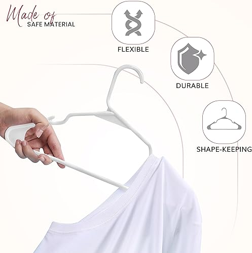Miniatura 3 de LDC - Perchas de plástico blanco, paquete de 50  Perchas para ropa Colgar  Resistente, ahorro de espacio con ranuras para los hombros