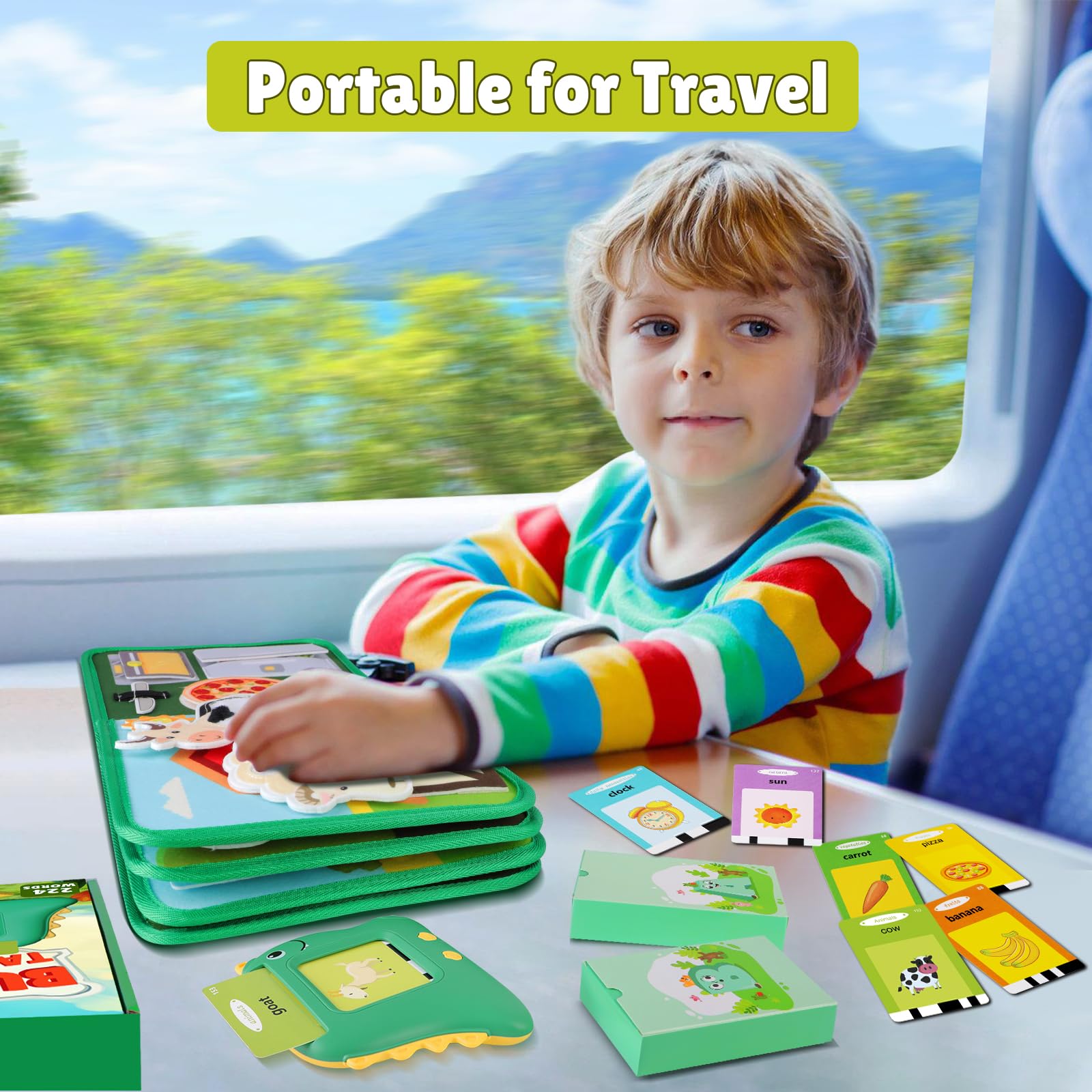 Busy Book with Talking Flash Cards per Bambini Piccoli Farm Busy Board Giocattolo Montessori per Bambini di 1 2 3 Anni Attività di Apprendimento Prescolare Giocattoli da Viaggio（Versione inglese）