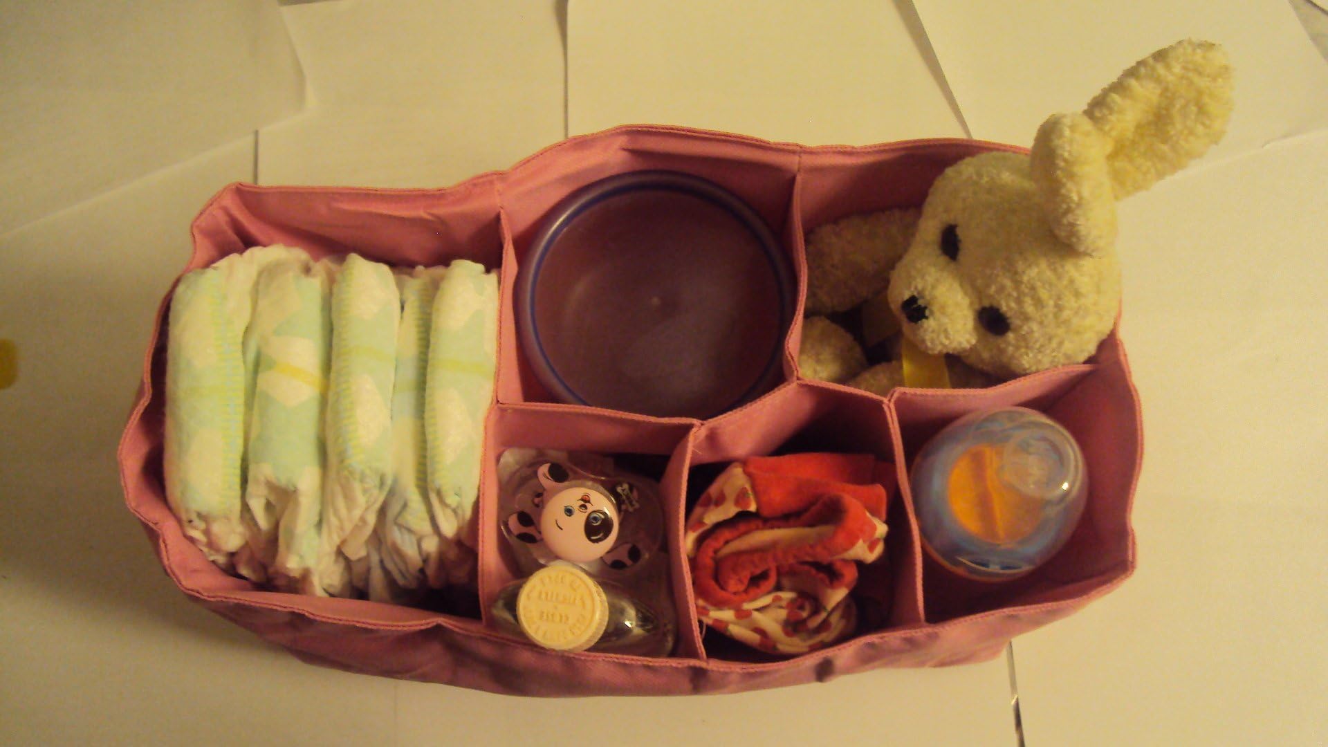 Baby Diaper Bag Insert Organizer - 13 X 7.5 X 5.75 Inches, Black Color (Pink)