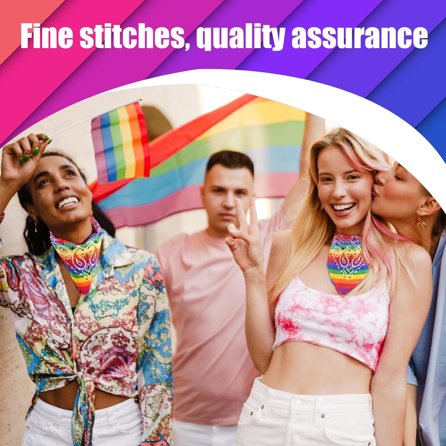 Denylo pro 10 Pcs Rainbow Pride Bandana Pride Month LGBT Rainbow Headband Scarf for LGBT Women Men Party Pride Parades Celebration