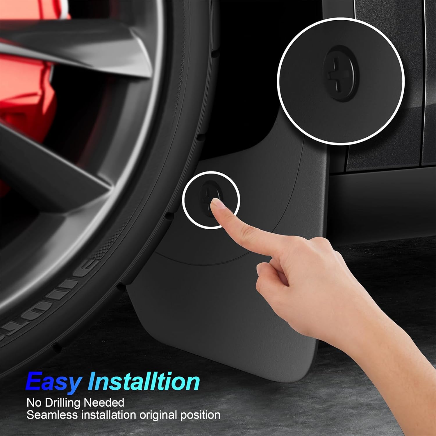 Model Y Mud Flaps for Tesla Model Y 2024 2023 2022 2021 2020 Accessories No-Drill Splash Guards, All-Weather Tire Protection, Durable Mud Guards Compatible with Tesla Model Y (Model Y 2020-2024) - Image 4