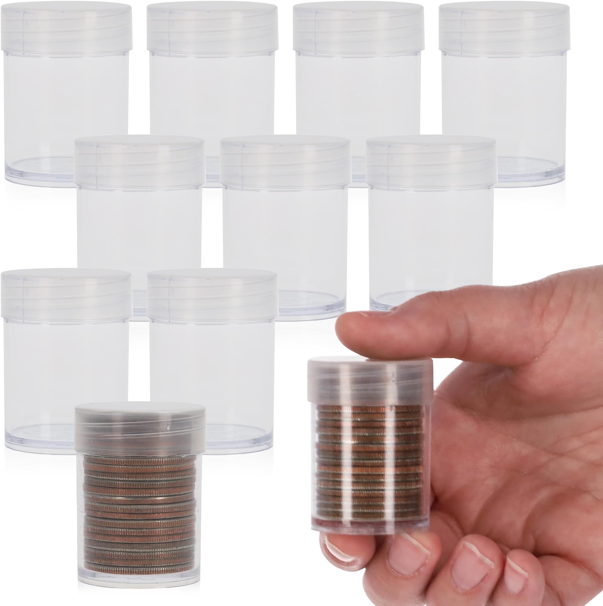 BCW Coin Tubes for Half Dollars - 10ct | Holds "Kennedy" Half Dollar | Durable Plastic Tube Coin Holders | Coin Collecting Supplies | Half Dollar Coin Tubes | Coin Storage Tubes with Airtight Lids