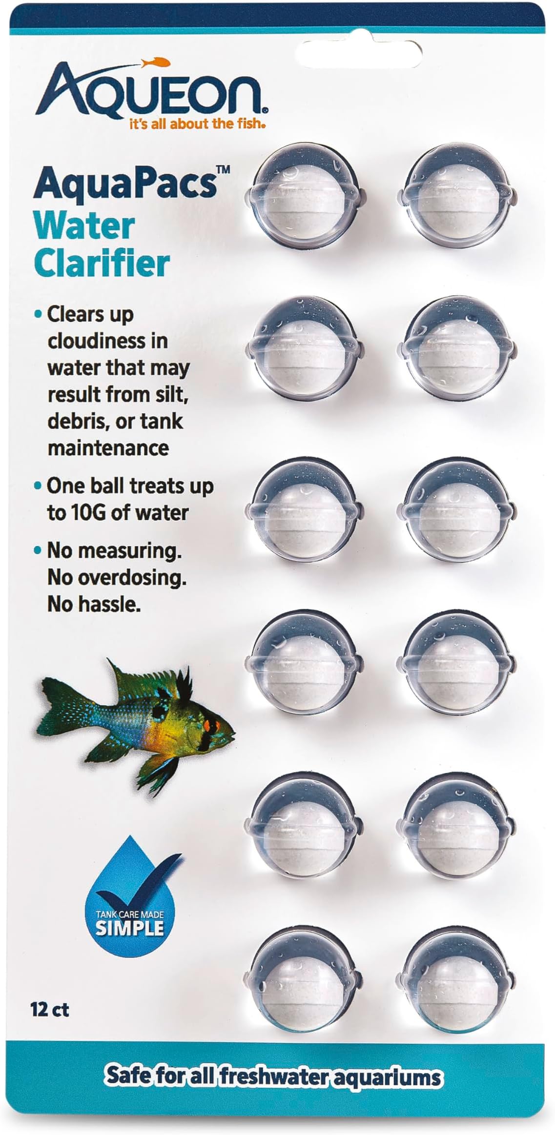 Aqueon AquaPacs Water Clarifier 12 Pack, 10 Gallon