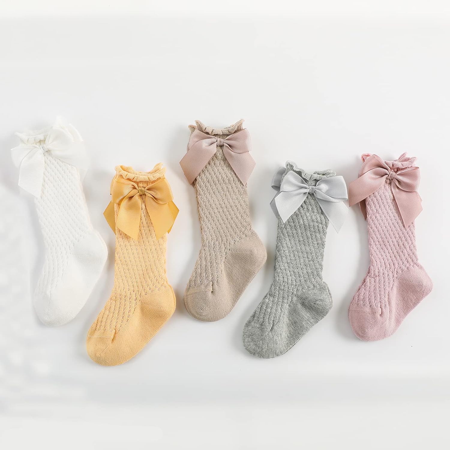 Baby Girls knee high socks Toddler Bow Mesh Breathable Dress Socks Kids Cotton Tube Uniform Stockings - Image 3