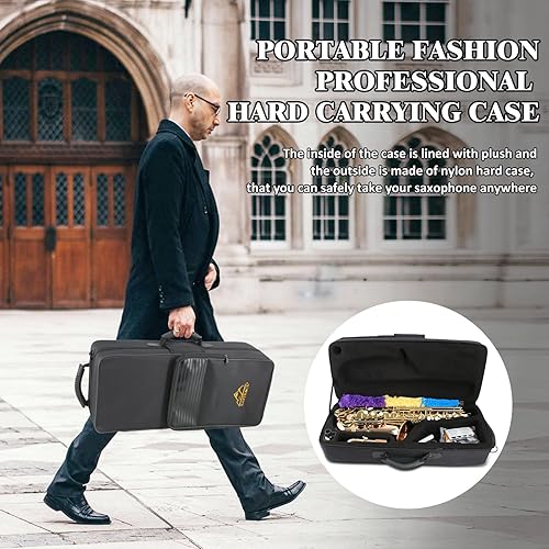 Miniatura 41 de EASTROCK Kit completo de saxofón alto de níquel negro/dorado para estudiantes principiantes con estuche de transporte, boquilla, almohadillas