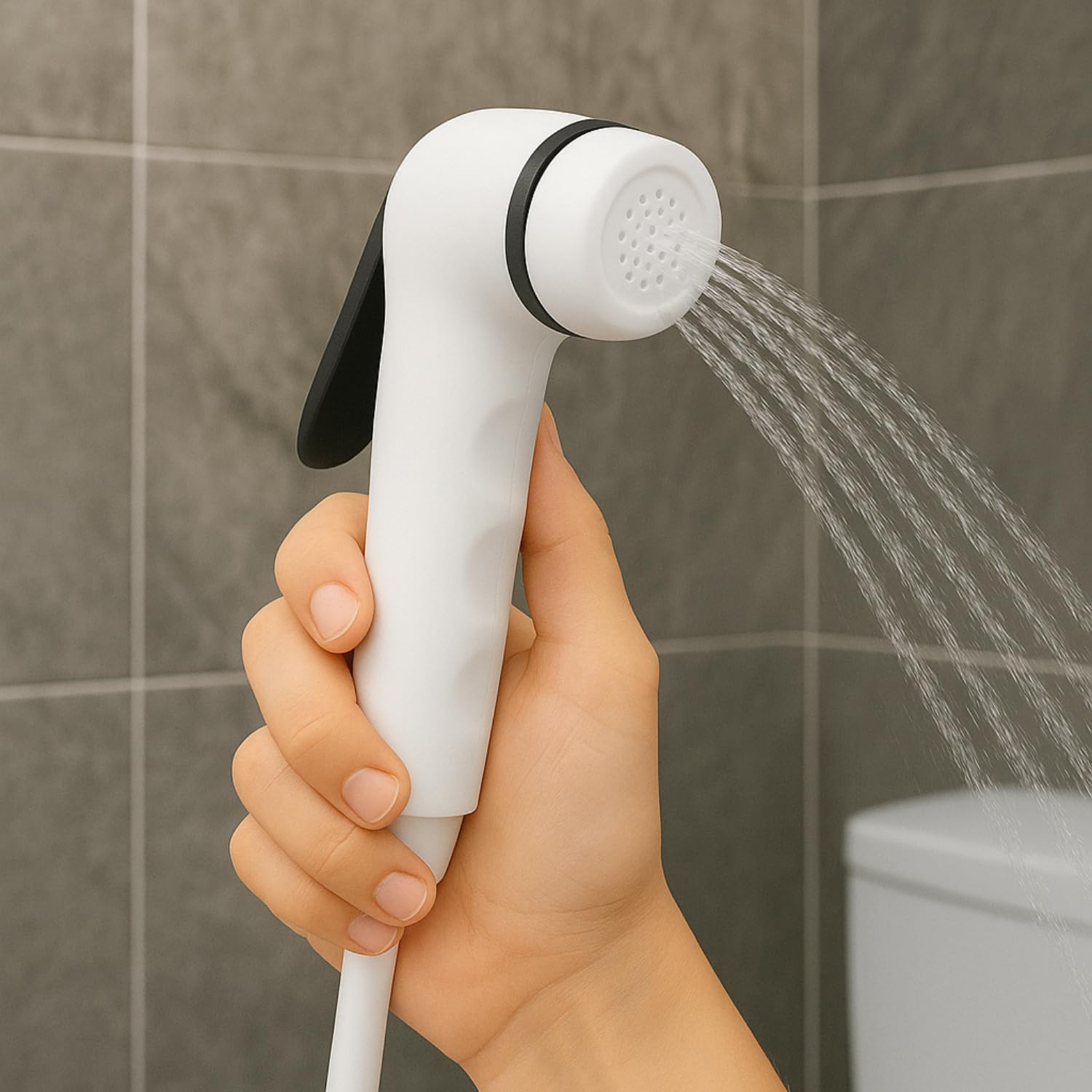 HOMEMATES White ABS Handheld Bidet Spray for Toilet, High-Pressure Jet with Leakproof Nozzle, Wall Hook & Screws for Bathroom Hygiene and Cleaning 2