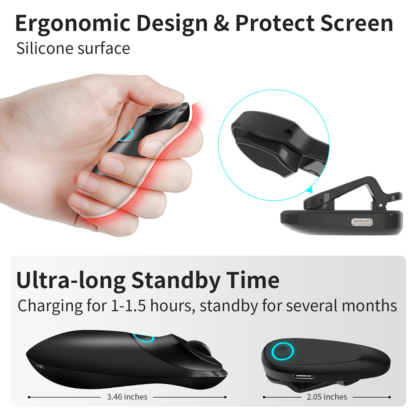 【2024 Upgrade】Remote Control with Scroll Wheel for Kindle Paperwhite/TikTok, E-Book Readers page turner remote/Short Video Controller Compatible with iPhone/iPad/Android, Wrist Strap Included! (Noir)