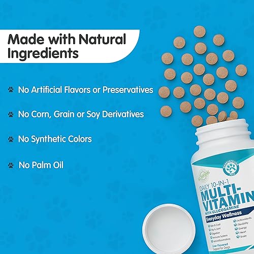 Miniatura 4 de Wanderfound Pets Multivitamínico 10 en 1 para perros, vitaminas masticables para perros con glucosamina, D3 y MSM, suministros de salud para perros