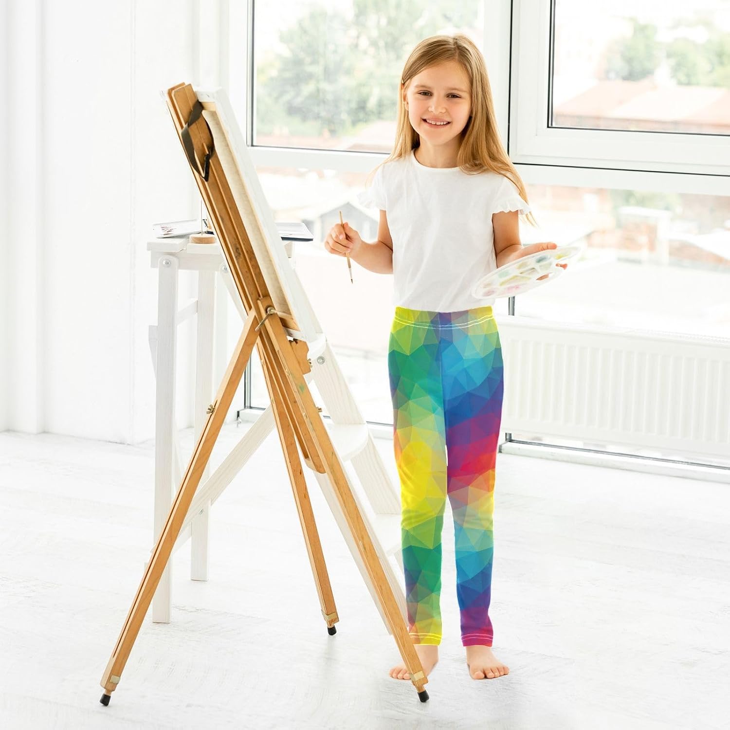 Stretch Leggings for Girls Rainbow Gradient