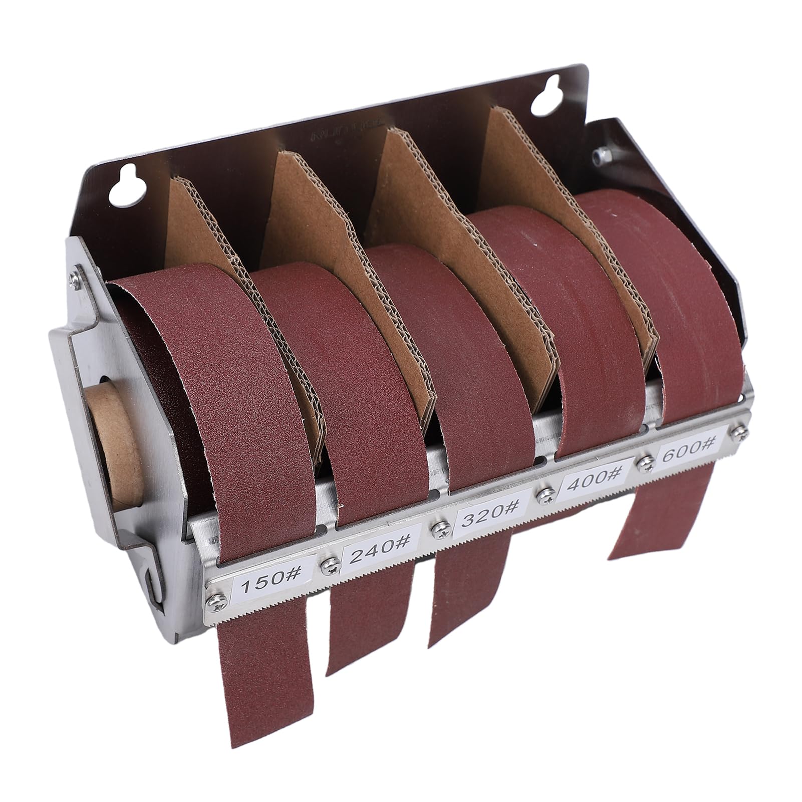 Rotolo di Tela Smeriglio, 5 Grane 150 240 320 400 600 Rotolo di Carta Vetrata con Scatola Dispenser in Acciaio Inossidabile, Rotoli di Carta Vetrata per Mobili Metallici Automotive