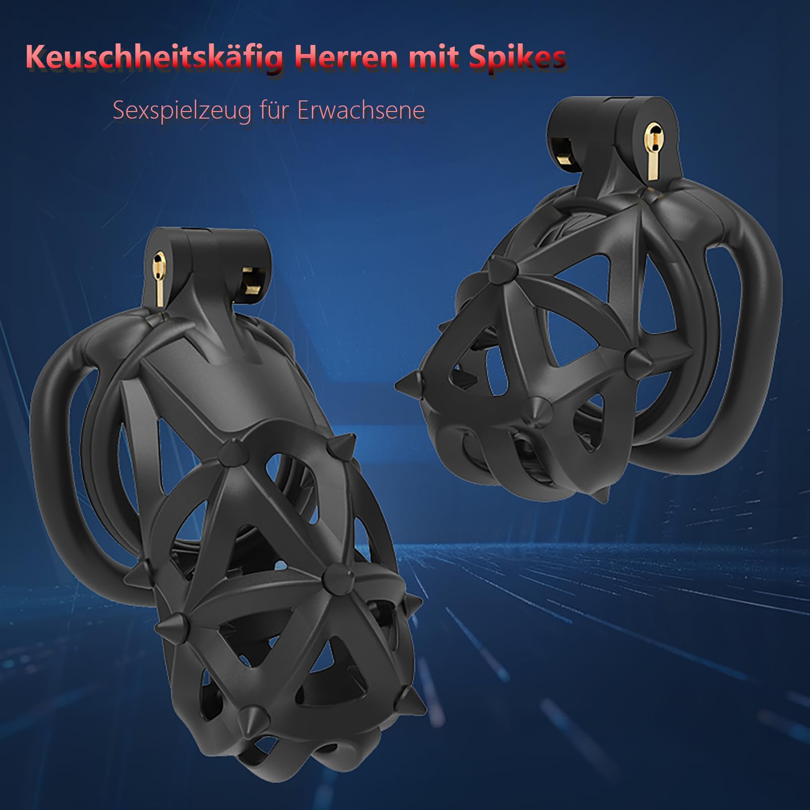 SeLgurFos Set di gabbia per il pene con 4 anelli per il pene Stampa 3D Ventilazione Gabbia di castità Uomo Gabbia per il cazzo piccolo SM Bondage Giocattoli del sesso per gli uomini (Short-Arc Ring)