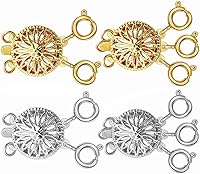 Vista 9 de Dailyacc Cierre de collar en capas para mujer, cierre de joyería deslizante de plata y oro de 14 quilates, conectores de pulsera