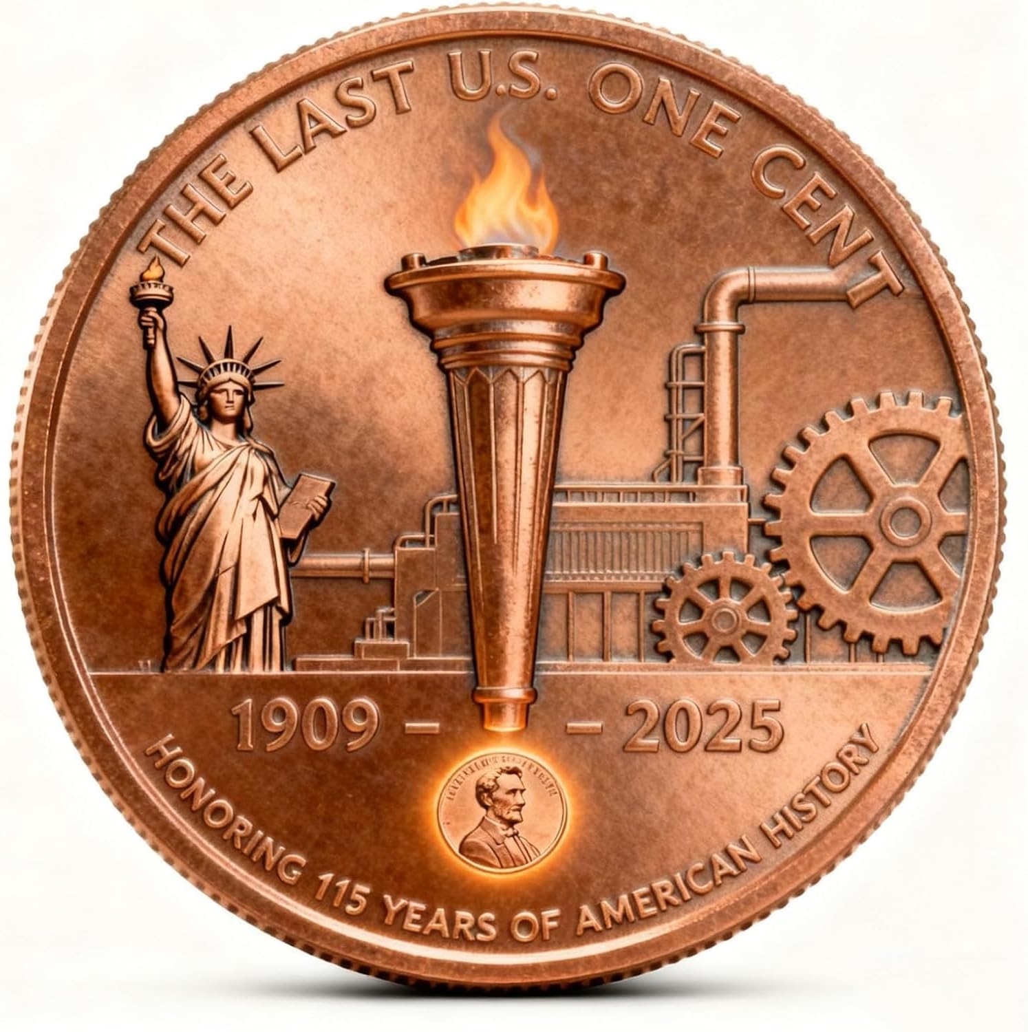 Lincoln Final Penny–11/12 Philadelphia Mint Limited Edition Collectible Coin, 2025 Lincoln Proof Penny, 2025 Us Pennies, Final Lincoln Memorial Coin for Nostalgic Collector's Gift (5 pcs)