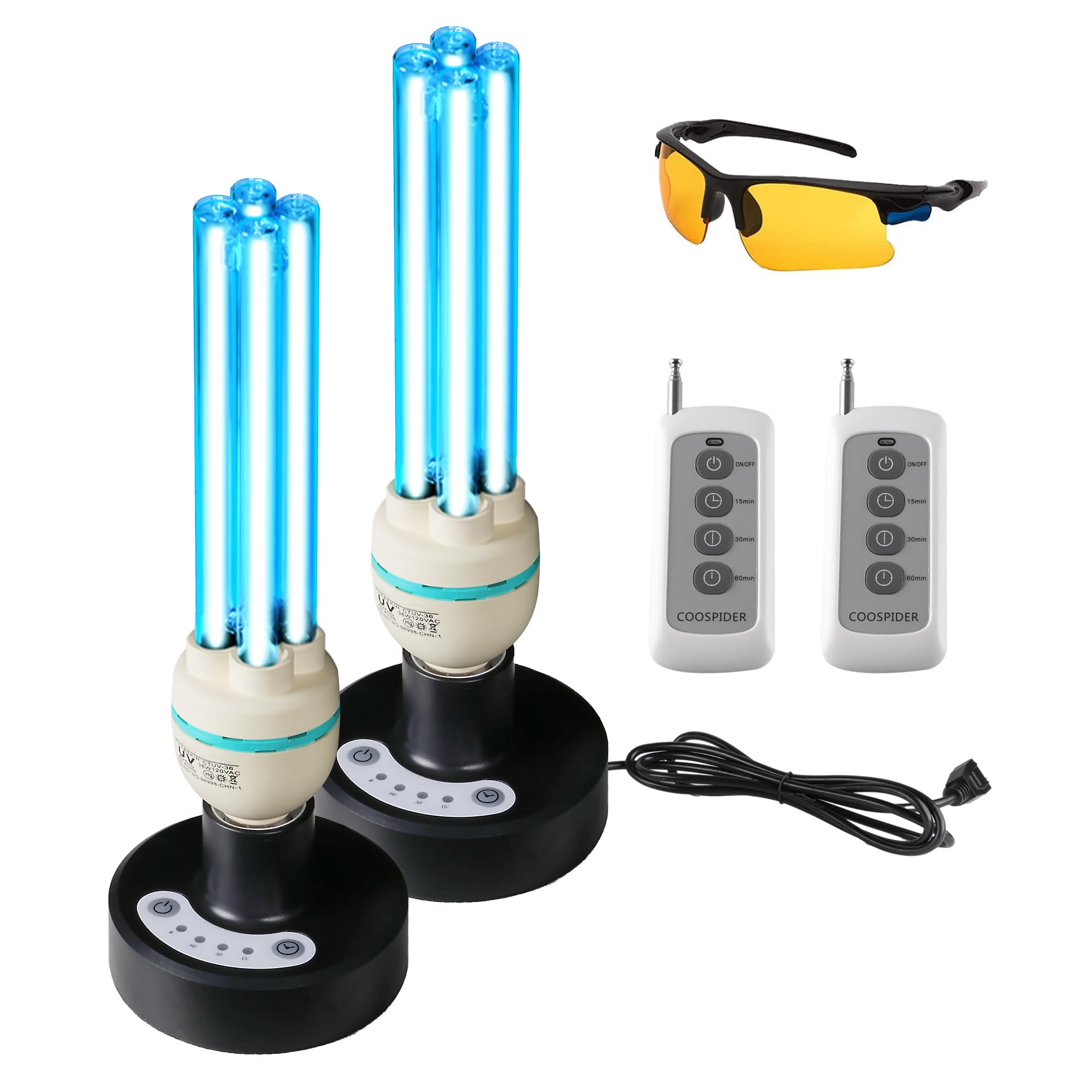 LED&UVライト COOSPIDER UV 36Watts UV Sanitizer Lamp 2pack 72w with Remote