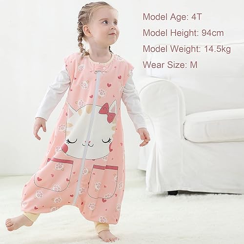 Miniatura 7 de MICHLEY Manta unisex para bebé, saco de dormir sin mangas con pies, gato, 3-5T