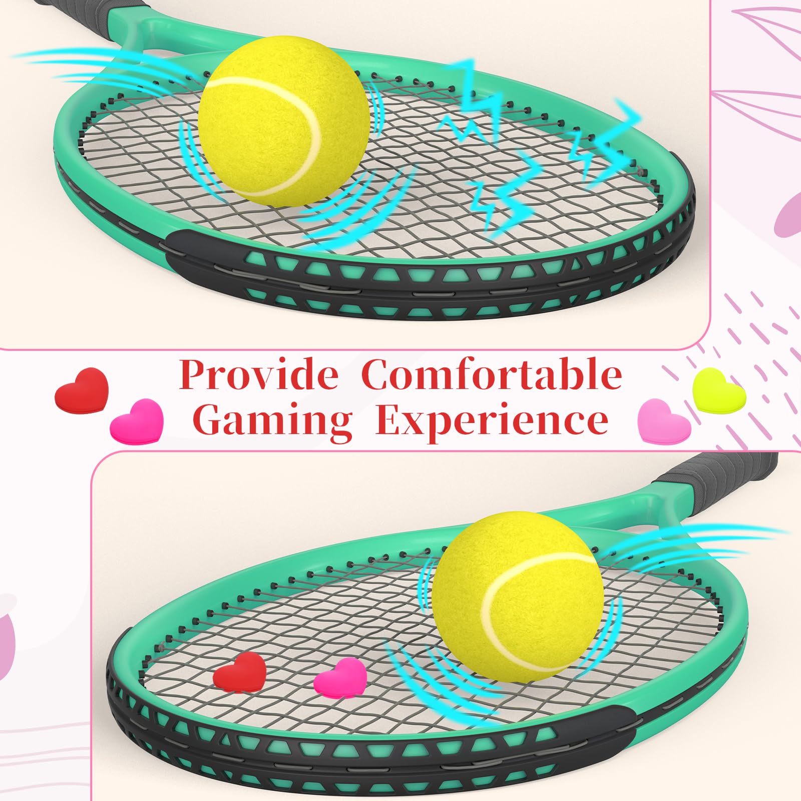 Giantree Amortiguador de tenis 4 piezas, amortiguador de vibración de silicona en forma de corazón