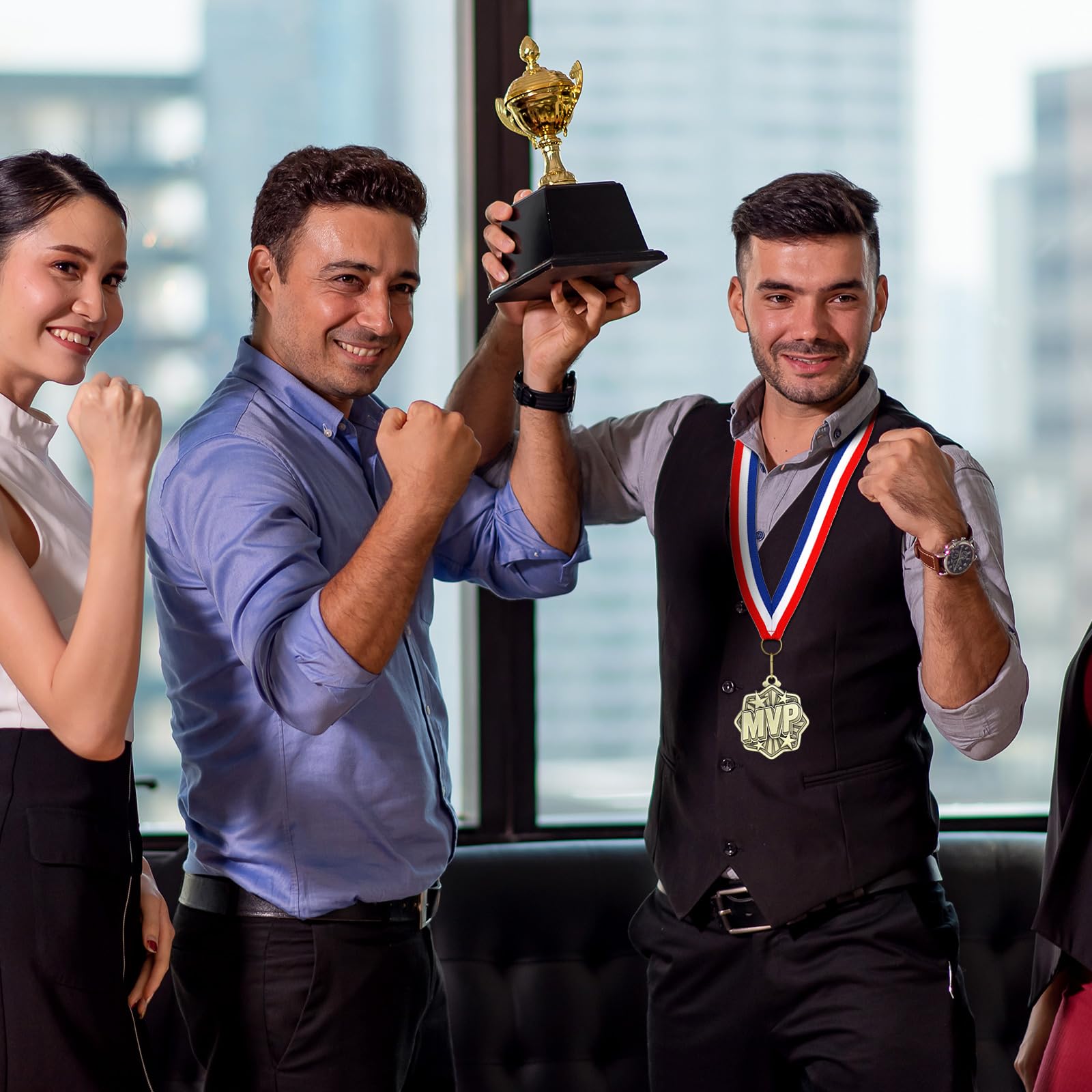Ferreve 48 medallas de premio con cintas para el cuello, medalla de campeón, premios para competiciones deportivas, ganadores de fiestas