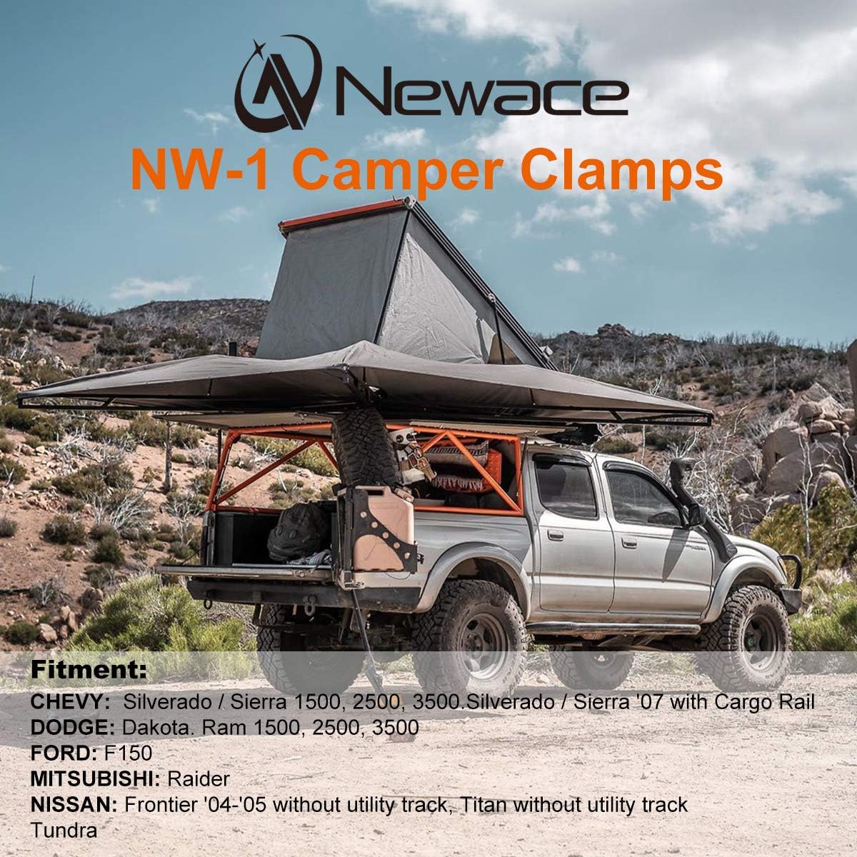 Truck Topper Clamps Cap Camper Shell Mounting Clamps for Pickup Cover Canopy Ladder Rack, Aluminum Alloy NW-1 (Black, 4 Pack)