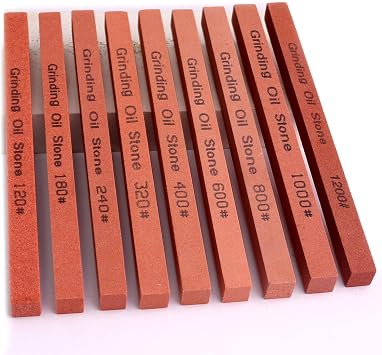Sharpening Stone Set, 9pcs, 5.9x0.39x0.39inch | Rectangular Sanding Sticks, Knife Whetstone, White Corundum Oil Stone, For Most Bladed & Cutting Tools