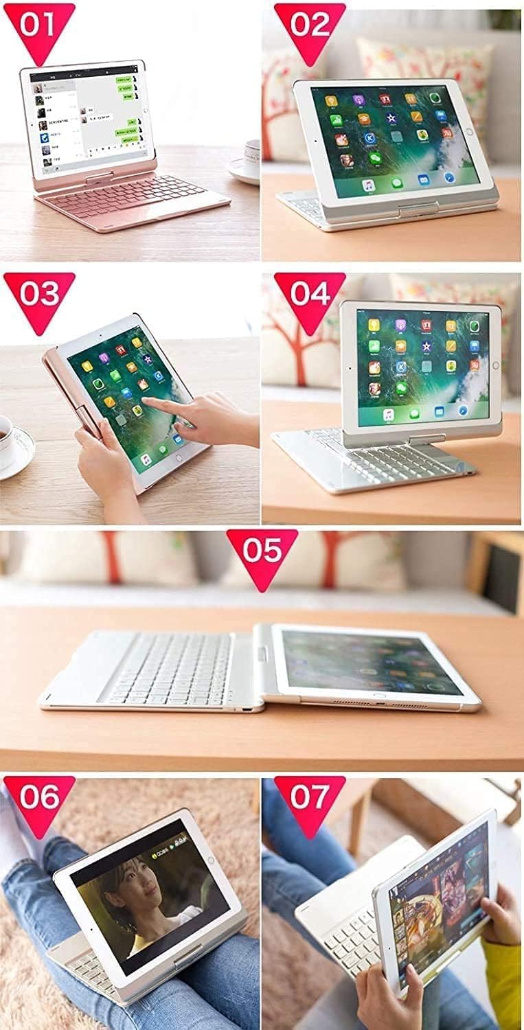 HENGHUI 360 Rotatable Touch Keyboard for iPad Pro 11 inch M5/M4 2025/2024 Backlight Trackpad Foldable Integrated Keyboard Case Cover,Rosegold