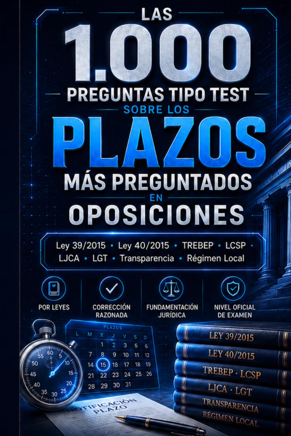 LAS 1.000 PREGUNTAS TIPO TEST SOBRE LOS PLAZOS MÁS PREGUNTADOS EN OPOSICIONES: 1.000 preguntas tipo test por leyes · Corrección razonada y fundamentación jurídica