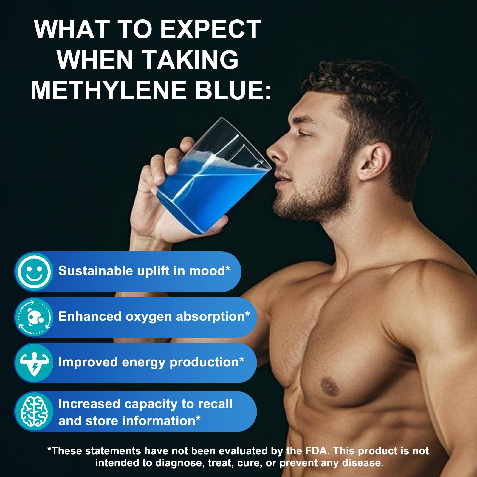 Methylene Blue 1% 60ml con Vitamina C & Stevia, Purezza Ultra Elevata, Testato in Laboratorio