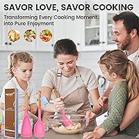 Vista 6 de Juego de cucharas de cocina de silicona grandes, 2 cucharas de servir resistentes al calor, espátula antiadherente multifunción para mezclar