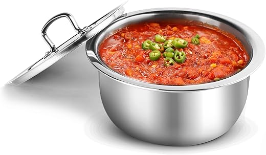 AGARO Regency Triply Tope 3.5L with Stainless Steel Lid, 2.5mm Thick Body, Rivetted Handle, Induction & Gas Compatible, Patila, Bhagona, Tapeli, 3…