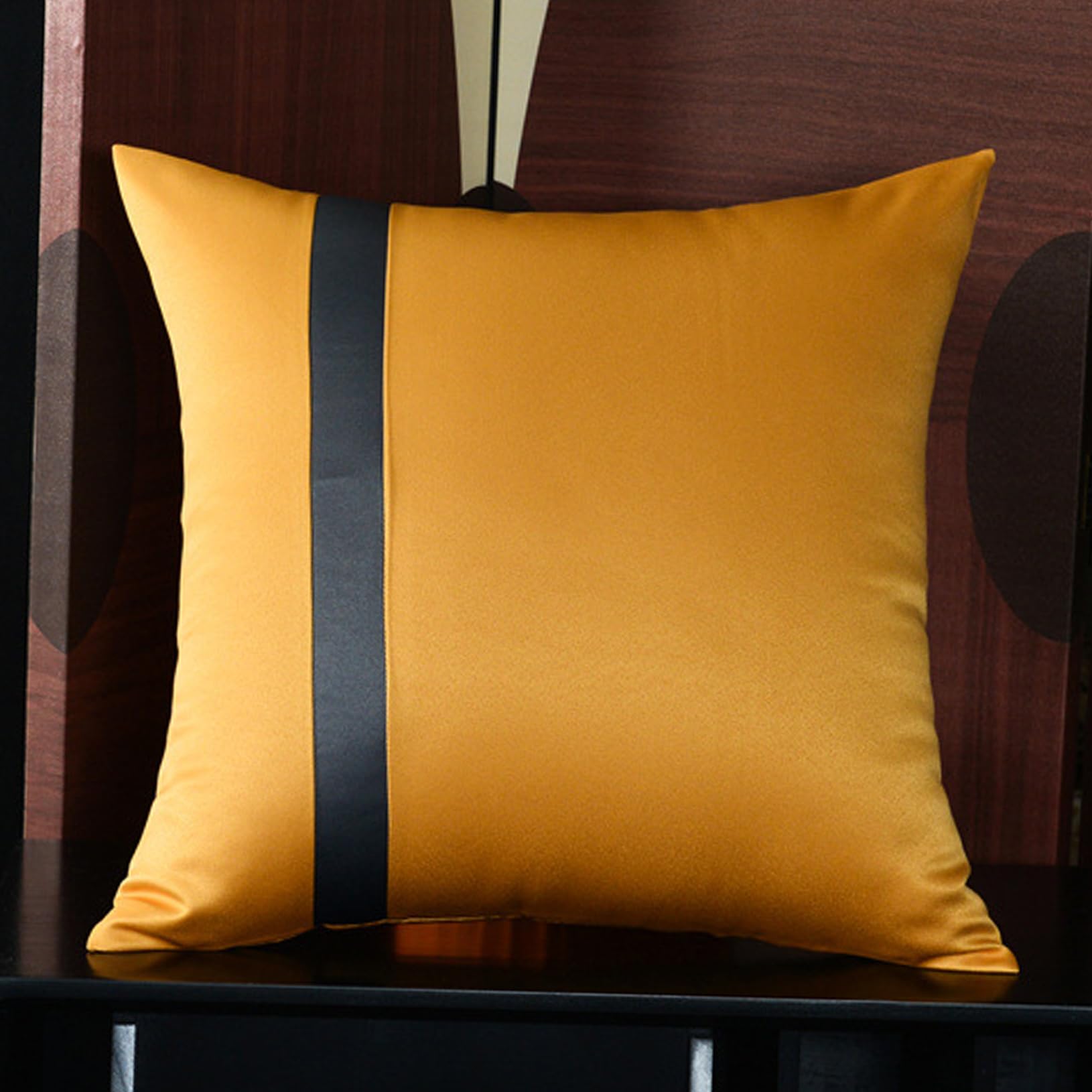 TTiiLoe Satin Cushion Cover for Bed, Pillow Case with Zipper, Polyester Car Seat Cushion Case Pillowcase for Sofa Chair, Gold, 50 * 50cm