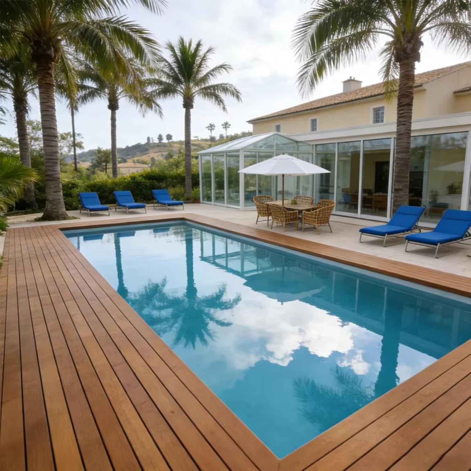 Rustic Swimming Pool Swimming Pool Acrylic Outdoor Pool Above Ground Pool for Adults Family Backyard for Water Games, Parties, and Daily Relaxation