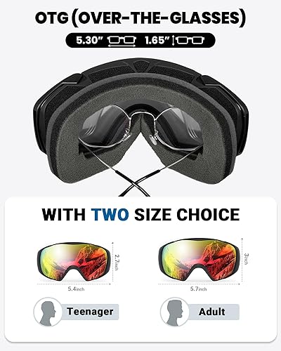 Miniatura 2 de OutdoorMaster Gafas de esquí con cubierta, gafas de nieve para snowboard OTG antivaho