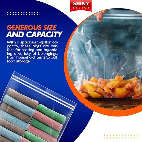 Miniatura 3 de 25 bolsas de tamaño jumbo de 5 galones, extra grande de 18 x 24 pulgadas, bolsa de almacenamiento duradera con doble cremallera para vacaciones,