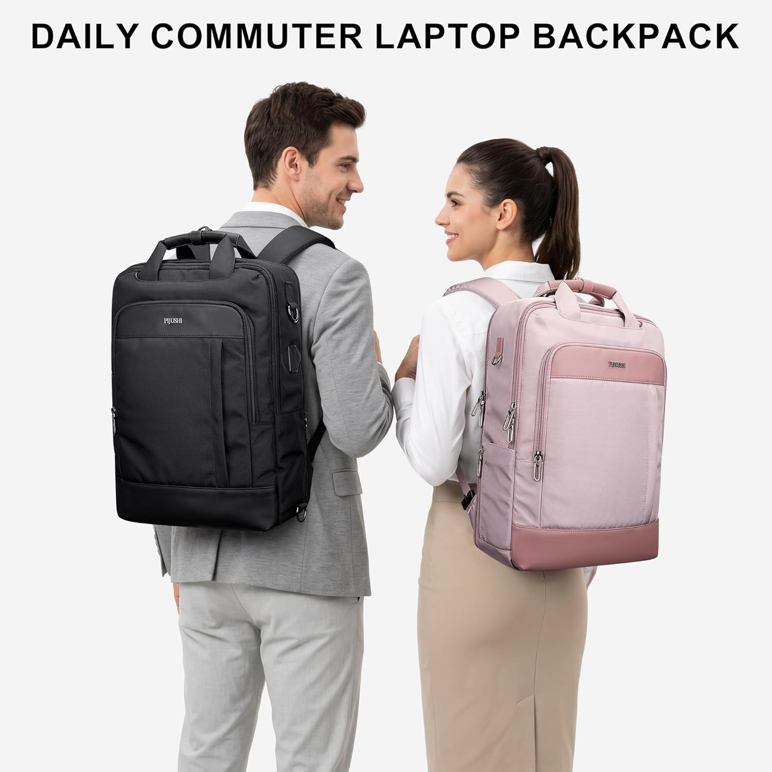 PIJUSHI Travel Backpack for Women TSA 180° Flat Open Fits 16" Waterproof Slim Backpack for Business, Commute, Daily(PE042 Ashen Purple)