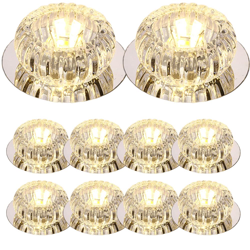 ASerZenith 12 Pack Led Downlight 3W/5W/7W/12W Round Aluminum Rotatable-Spotlight Gimbal Recessed Light 3000K/4000K/6000K Selectable Eyeball Retrofit Ceiling Light,3W-Warm Light