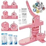 Pin Maker, Button Maker Machine, Pin Maker Machine Kit Includes 300Pcs Pins 25/32/58mm (1/1.25/2.25 inch), 3 Circle Paper Cutters, DIY Button Pin Maker, Button Badge Press Machine(Pink)