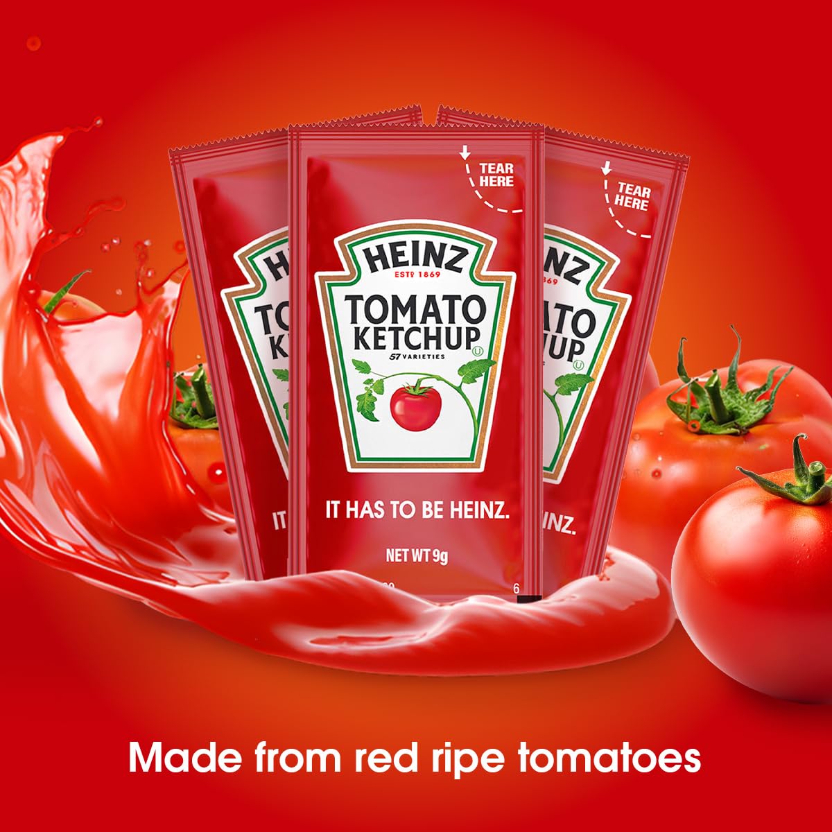 Heinz Ketchup Packets - 50 pezzi - Pacchetto condimento monodose, senza glutine, Kosher - Ketchup in un prodotto affidabile personalizzato per alimenti sicuro sacchetto sigillante