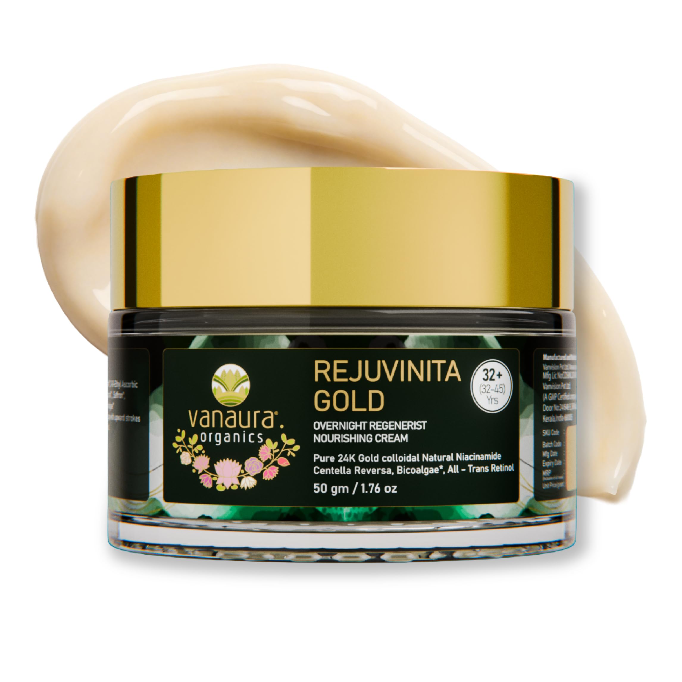Rejuvinita Gold 32+ | Overnight Cream for Glowing Skin | Anti Ageing Night Cream for Women and Men | Pigmentation & Wrinkles | Tanning & Dullness | for 32-45 Age groups