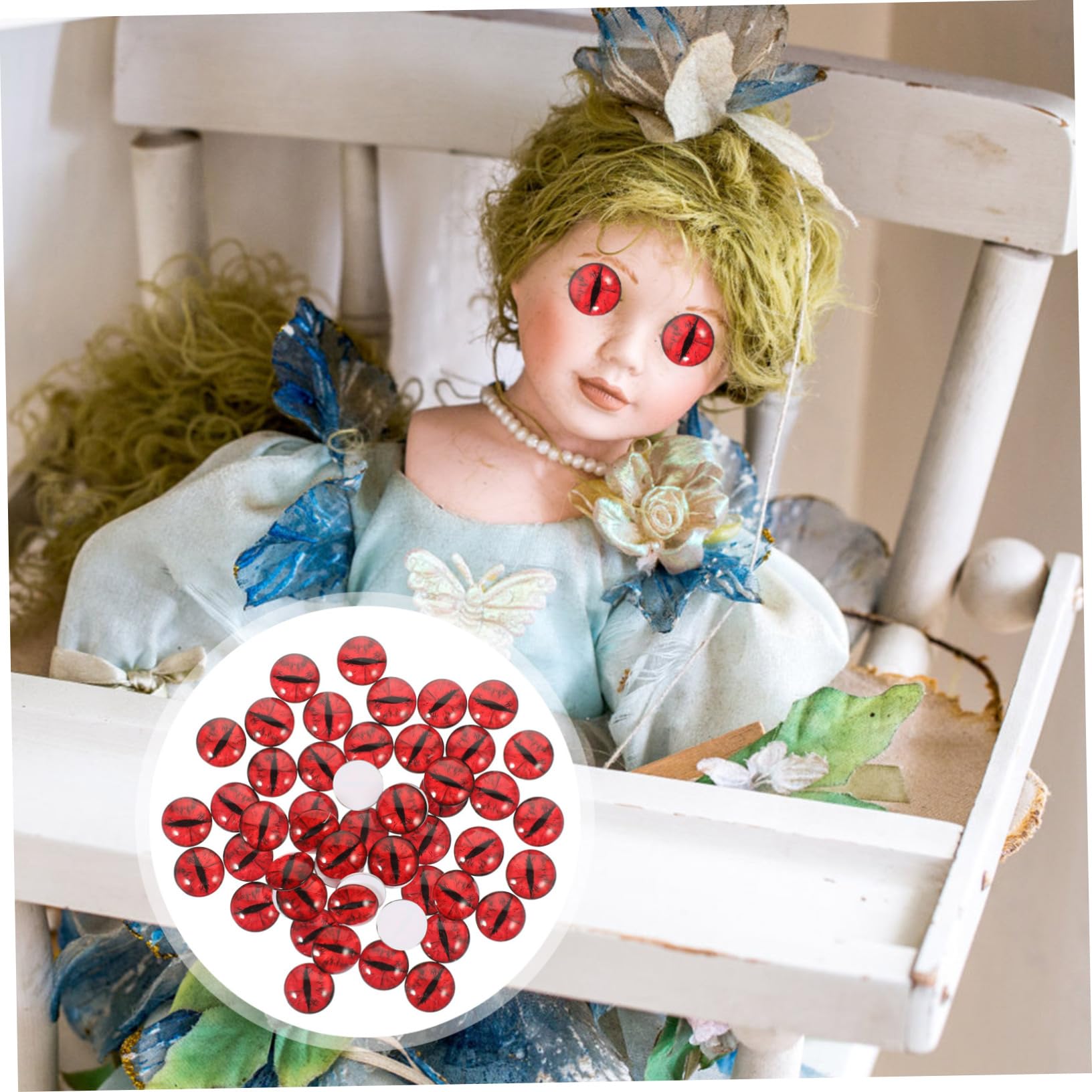 NUOBESTY Occhi Finti in Vetro Rossi 100 Pezzi Tondi per DIY e Craft | Alta Trasparenza, Effetto Realistico, Finitura Lucida, per Lavori Manuali e Creazioni Artistiche
