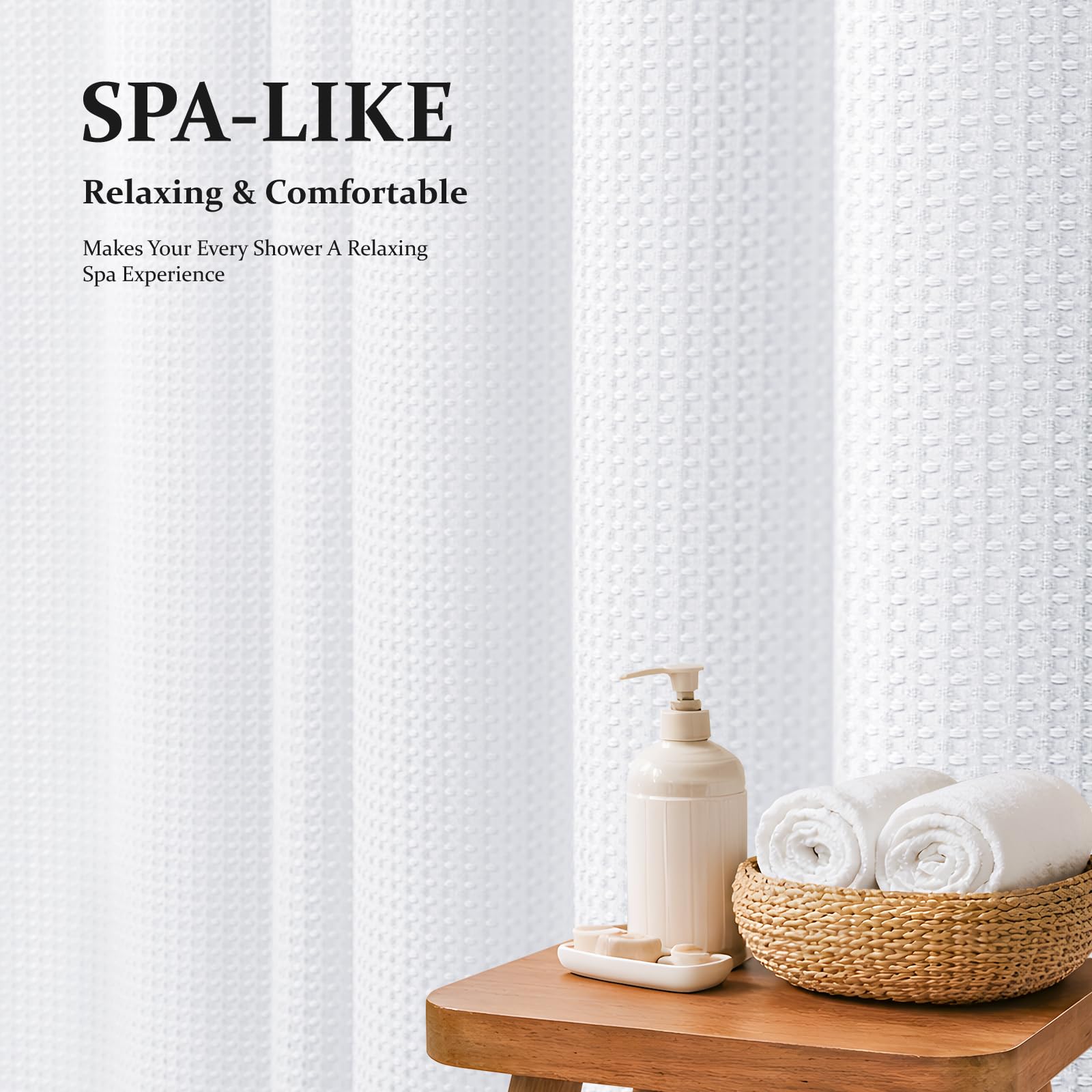 White 72"x72" Waffle Shower Curtain C9488