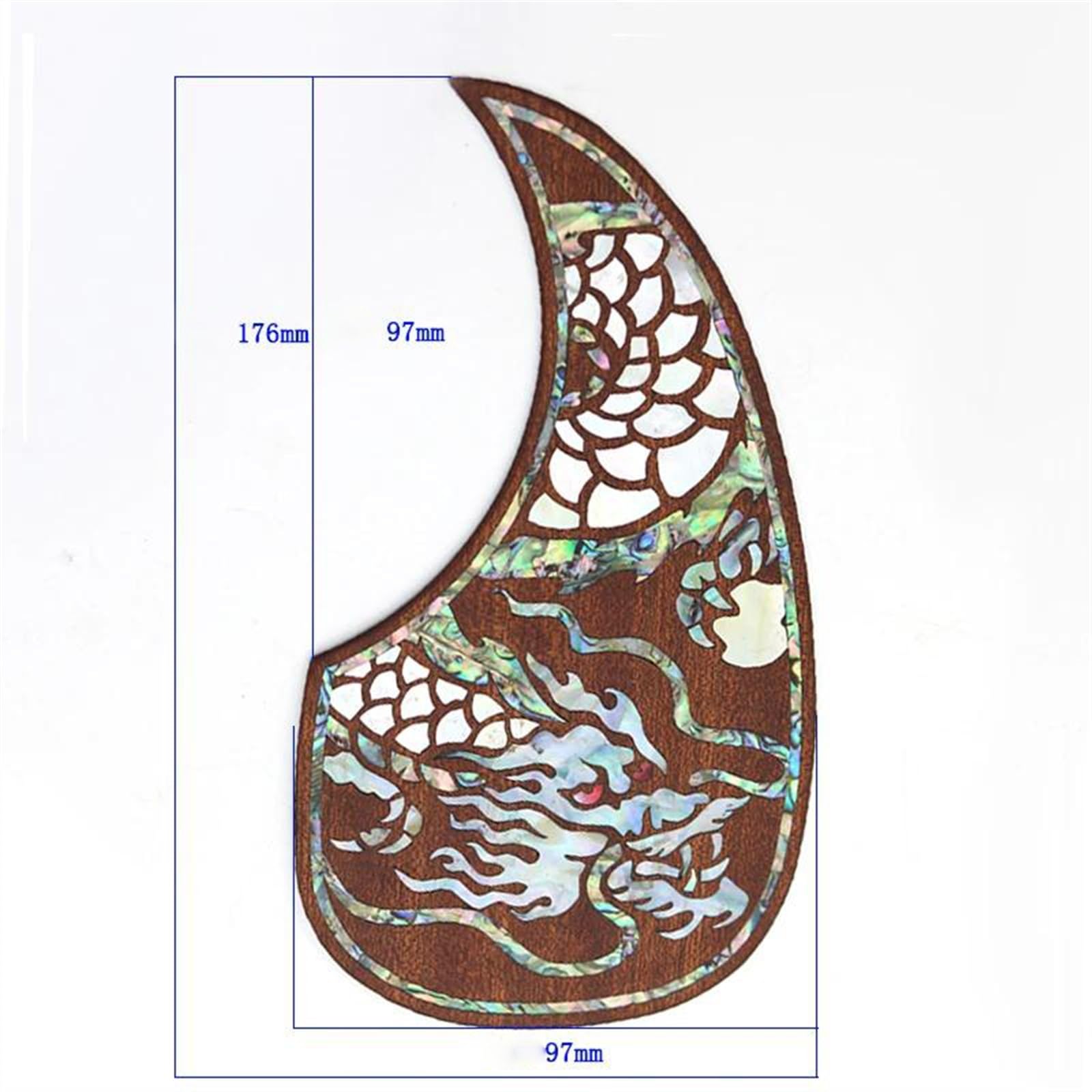 Golpeador para Guitarra Acústica Golpeador De Guitarra Acústica, Protector De Púas, Autoadhesivo, Madera De Sapele Con Incrustaciones De Concha, Placa Antiarañazos Para Guitarra