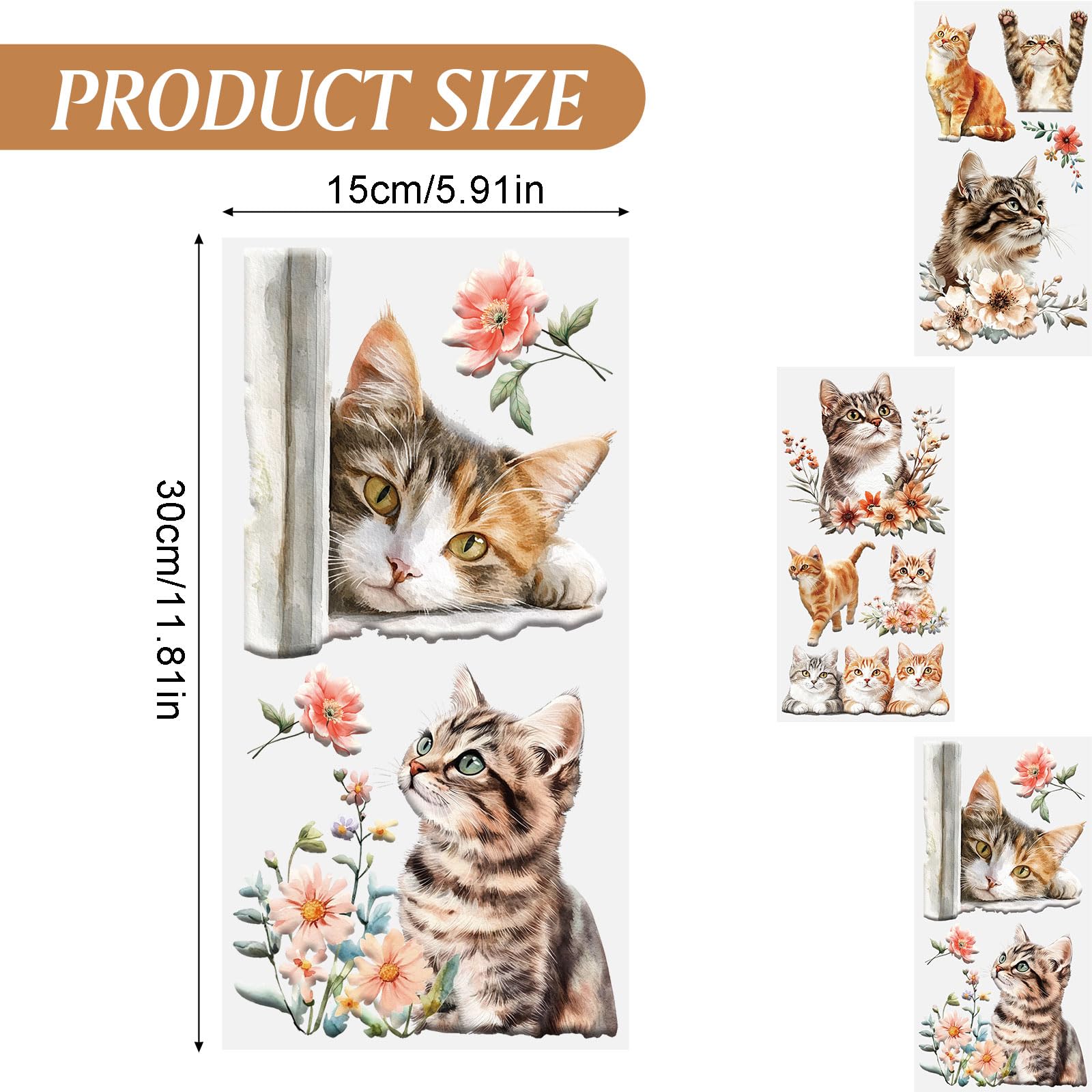 HICOHAND Rub on Transfers for Crafts 3 Sheets Cats Theme 5.91 * 11.81in Rub on Transfers for Furniture and Crafts for Wood Farbic Glass DIY Home Office Decoration - Image 2