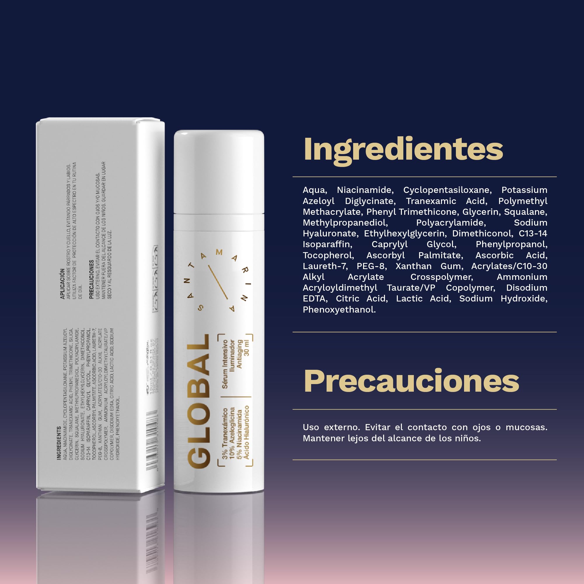 Santamarina Cosmetics - Sérum Facial Antimanchas - GLOBAL 30 ml - Serum Hidratante, Antioxidante, Antimanchas, Seborregulador - Crema para la Cara Piel Mixta - Mejora la Elasticidad, Sin Perfume